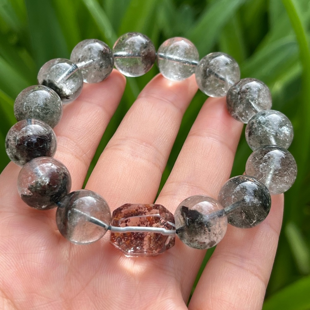 13.5mm stretchable garden quartz bracelet‎ 0094